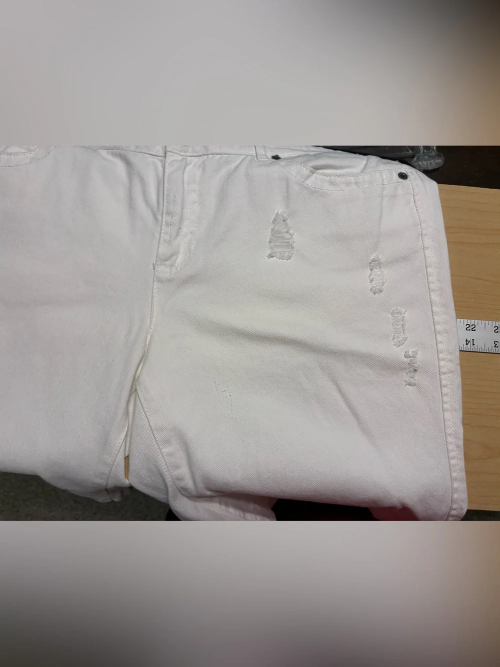 Michael Kors Distressed Denim Bermuda Shorts White Size 10